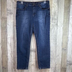 Max Jeans Size 4 Skimmer Cropped 5 Pockets Belt Loops Dark Blue Wash Jea…